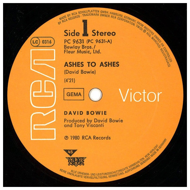 DAVID BOWIE - ASHES TO ASHES | 12" MAXI SINGLE VINILO USADO