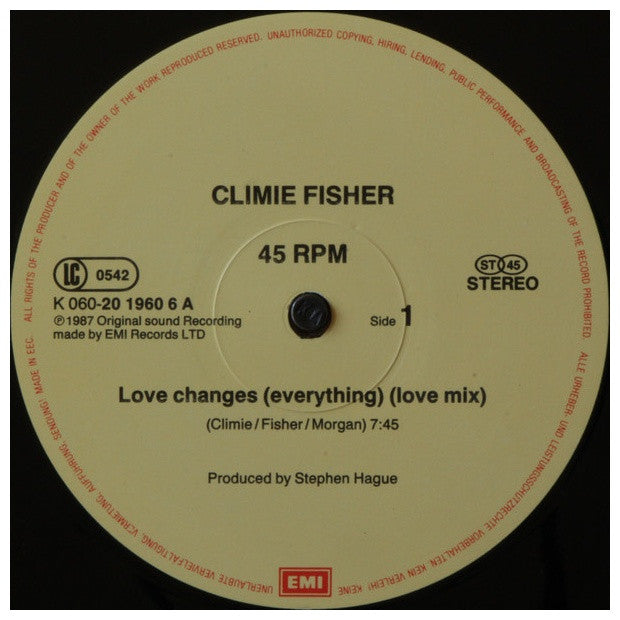 CLIMIE FISHER - LOVE CHANGES (EVERYTHING) | 12" MAXI SINGLE VINILO USADO