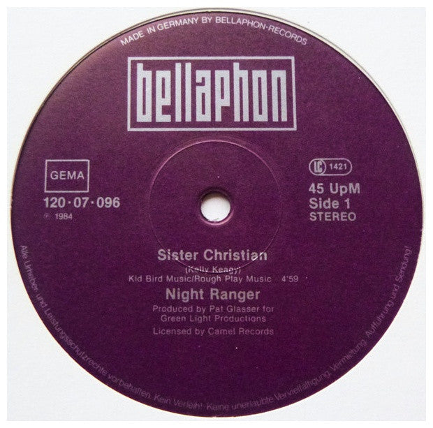 NIGHT RANGER - SISTER CHRISTIAN | 12 MAXI SINGLE VINILO USADO