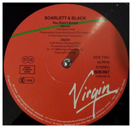 SCARLET AND BLACK - YOU DONT KNOW | 12" MAXI SINGLE VINILO USADO