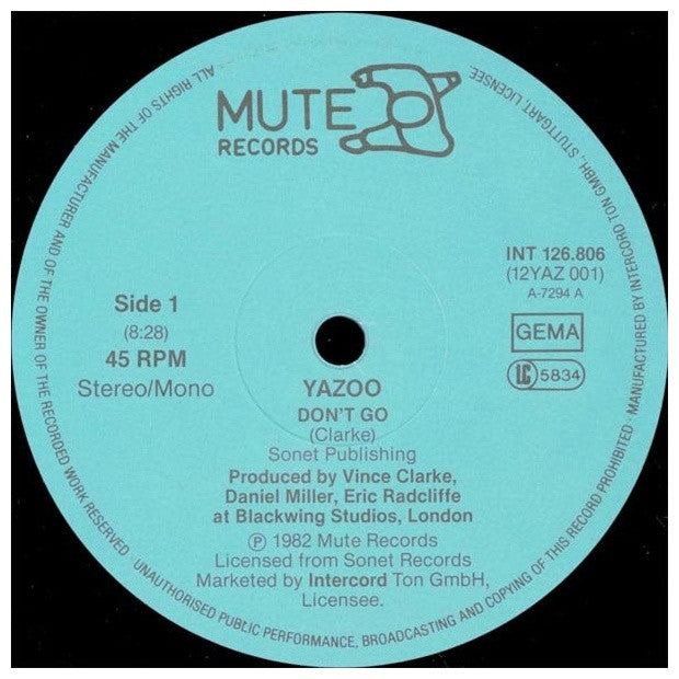 YAZOO - DON T GO (RE-MIXES) | 12" MAXI SINGLE VINILO USADO