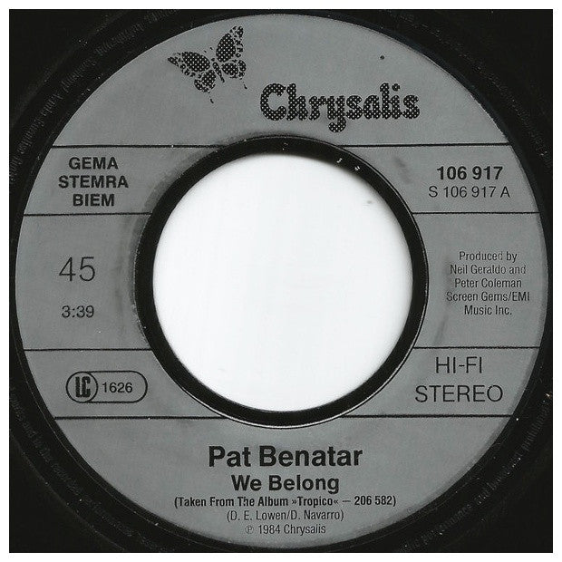 PAT BENATAR - WE BELONG | 7 SINGLE USADO