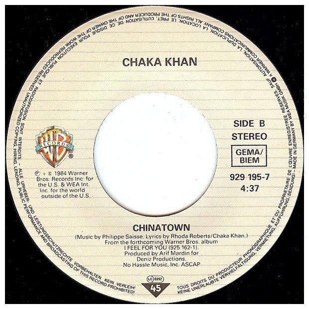CHAKA KHAN - I FEEL FOR YOU | 7" SINGLE USADO