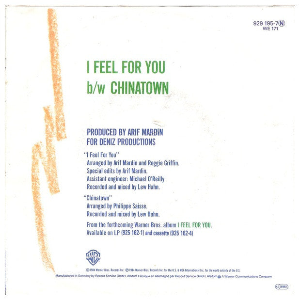 CHAKA KHAN - I FEEL FOR YOU | 7" SINGLE USADO