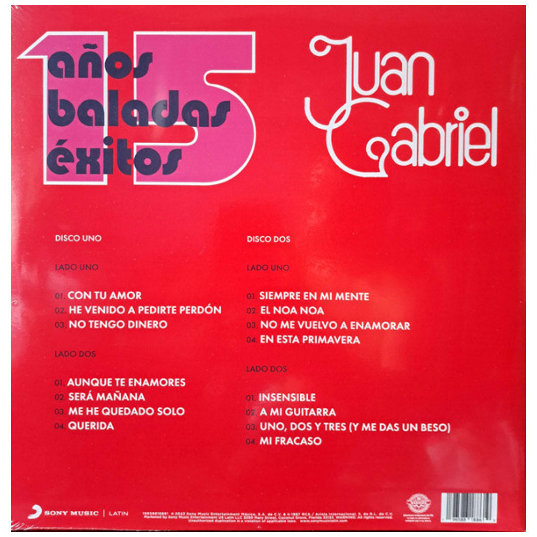 JUAN GABRIEL - 15 AÑOS DE BALADAS: EXITOS (2LP) | VINILO ABIERTO