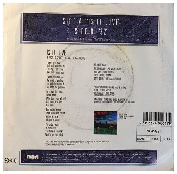 MR. MISTER - IS IT LOVE | 7" SINGLE USADO