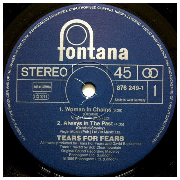 TEARS FOR FEARS - WOMAN IN CHAINS | 12" MAXI SINGLE VINILO USADO