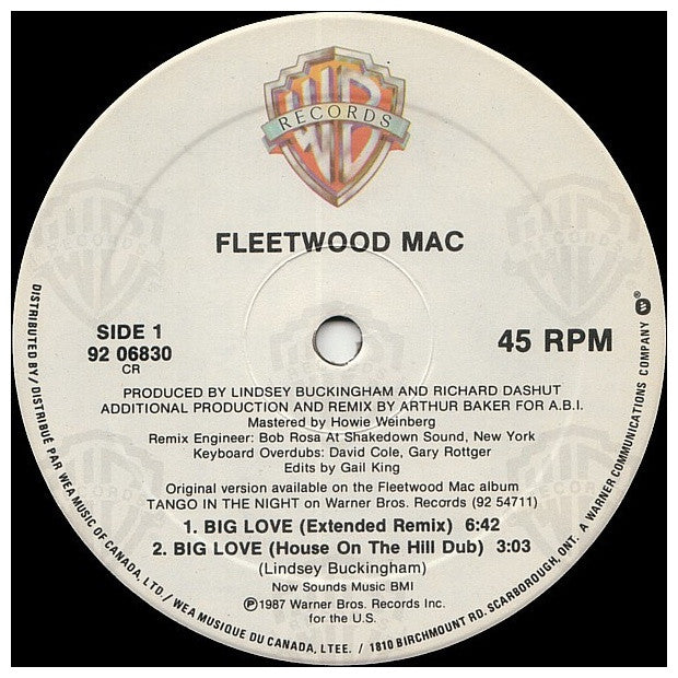 FLEETWOOD MAC - BIG LOVE | 12" MAXI SINGLE VINILO USADO