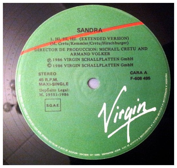 SANDRA - HI! HI! HI! | 12" MAXI SINGLE VINILO USADO