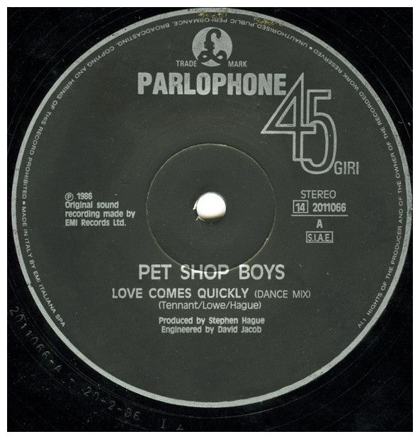 PET SHOP BOYS - LOVE COME QUICKLY | 12" MAXI SINGLE VINILO USADO