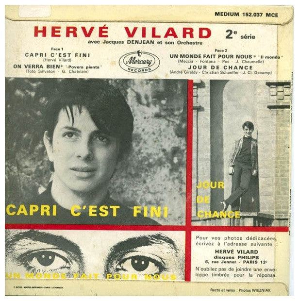 HERVE VILARD - CAPRI C EST FINI | 7" SINGLE USADO