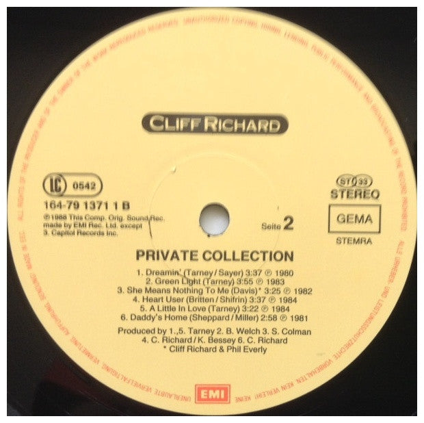 CLIFF RICHARD - PRIVATE COLLECTION | VINILO USADO