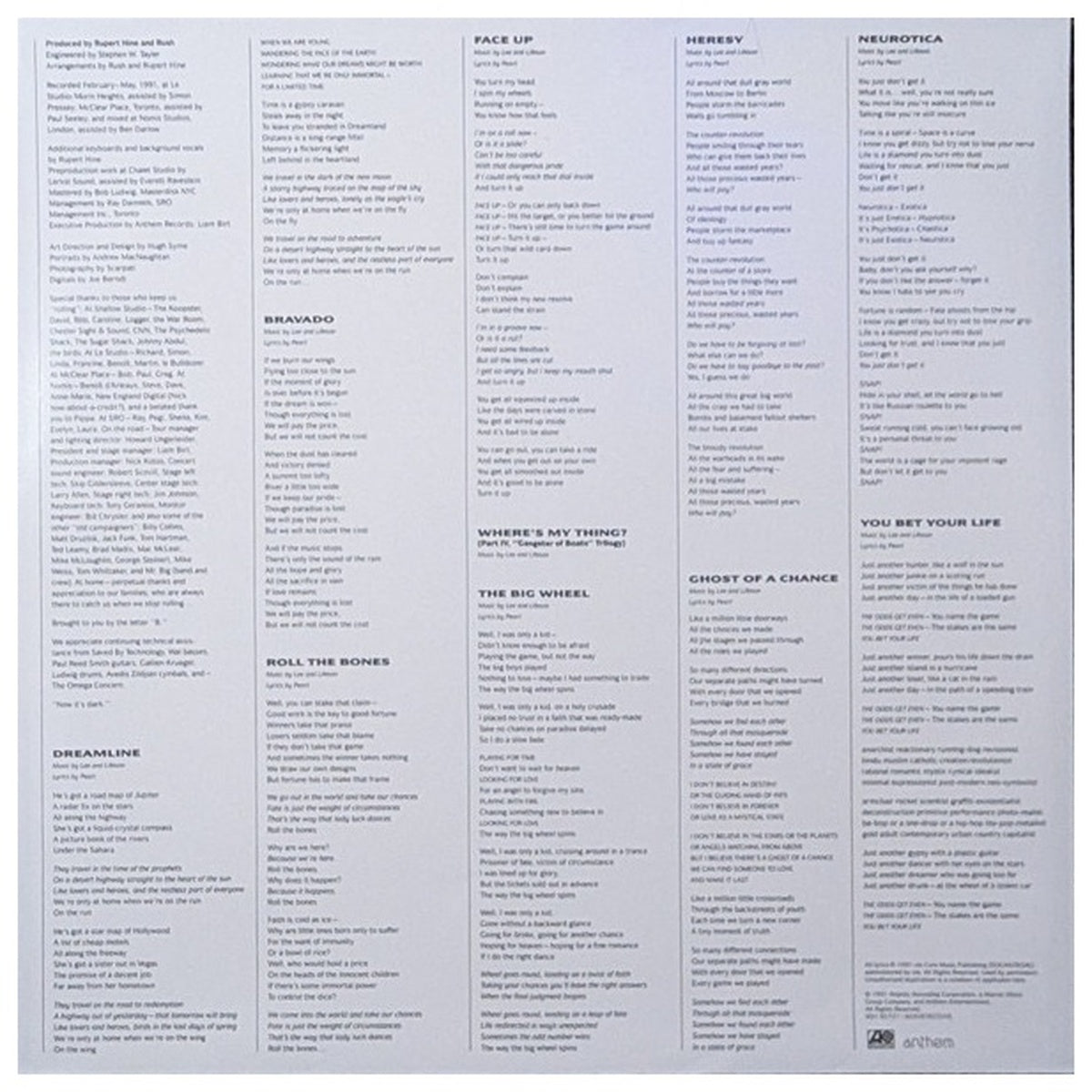 RUSH - ROLL THE BONES (SYEOR) | VINILO