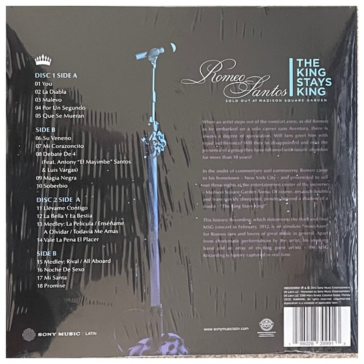 ROMEO SANTOS - KING STAYS KING: SOLD OUT AT MADISON SQUARE GARDEN (2LP) (SEA BLUE VINYL) | VINILO