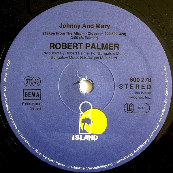 ROBERT PALMER - LOOKING FOR CLUES/JOHNNY AND MARY | 12" MAXI SINGLE VINILO USADO