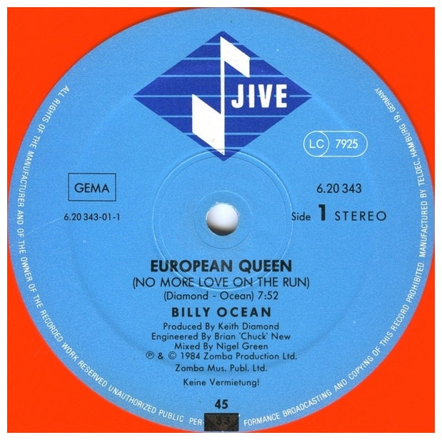 BILLY OCEAN - EUROPEAN QUEEN (GREEN VINYL) | 12" MAXI SINGLE USADO