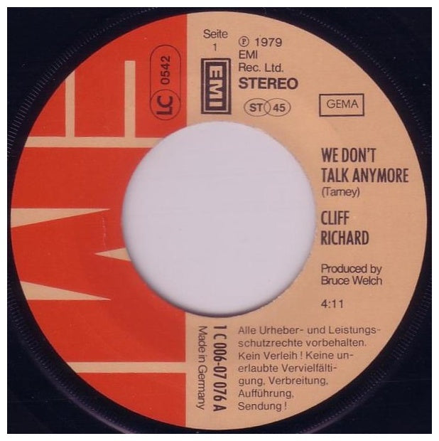 CLIFF RICHARD - WE DON T TALK ANYMORE | 7" SINGLE USADO
