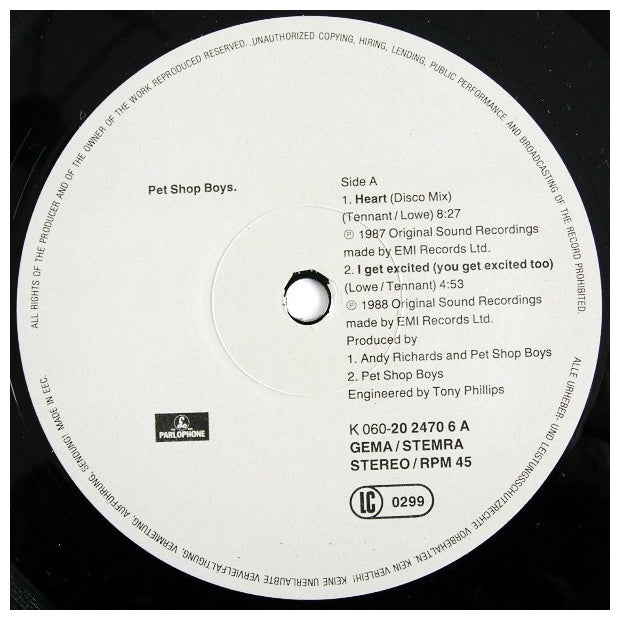 PET SHOP BOYS - HEART | 12" MAXI SINGLE VINILO USADO