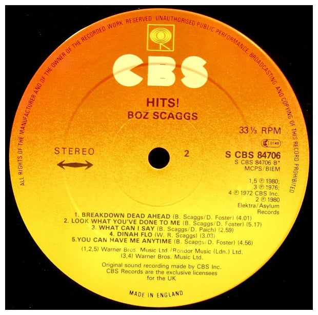 BOZ SCAGGS - HITS! | VINILO USADO