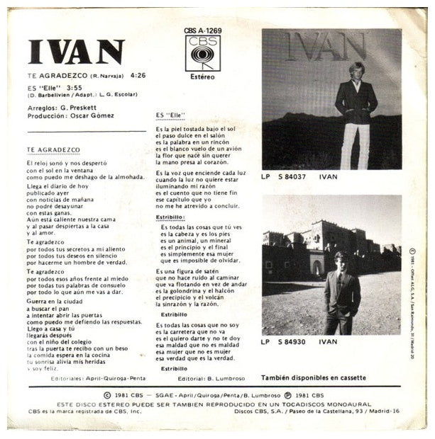 IVAN - TE AGRADEZCO | 7" SINGLE USADO