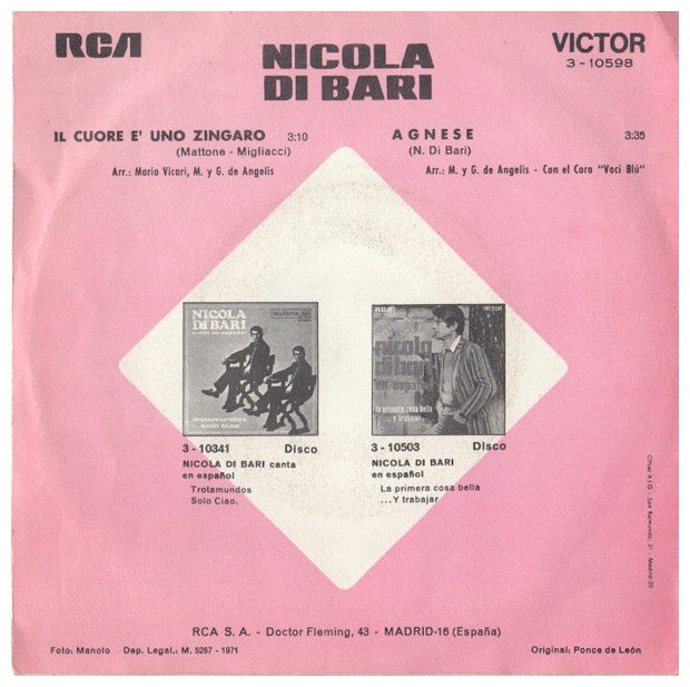 NICOLA DI BARI - IL CUORE EUNO SINGARO | 7 SINGLE USADO