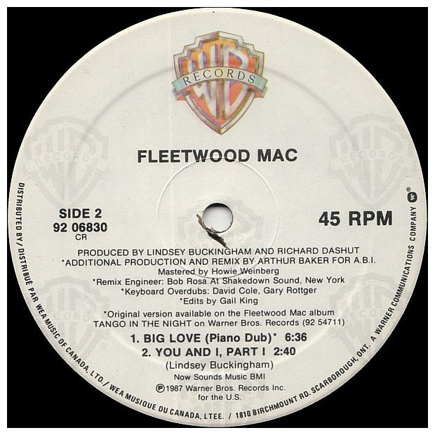 FLEETWOOD MAC - BIG LOVE | 12" MAXI SINGLE VINILO USADO
