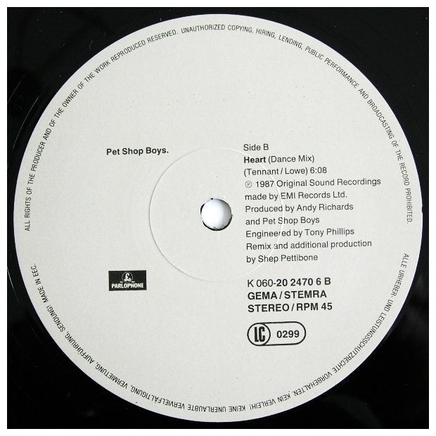 PET SHOP BOYS - HEART | 12" MAXI SINGLE VINILO USADO