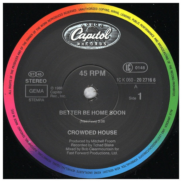 CROWDED HOUSE - BETTER BE HOME SOON | 12" MAXI SINGLE VINILO USADO