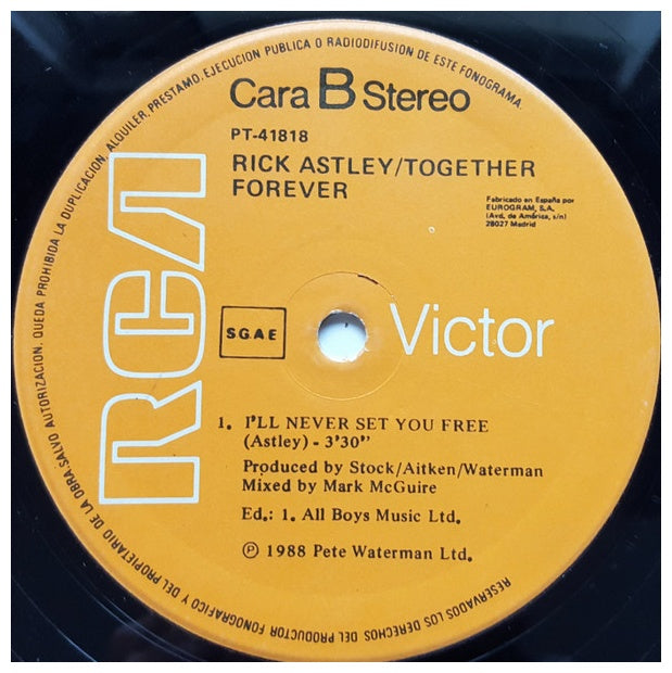RICK ASTLEY - TOGETHER FOREVER | 12" MAXI SINGLE VINILO USADO
