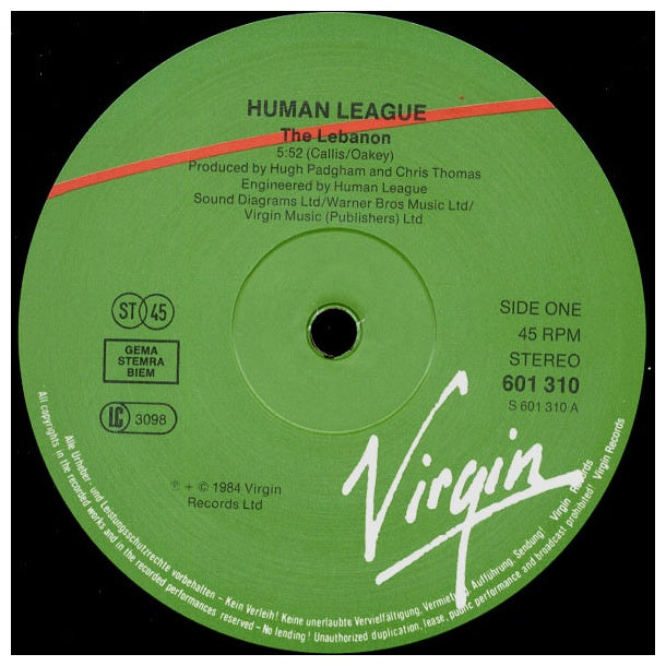 HUMAN LEAGUE - THE LEBANON | 12" MAXI SINGLE VINILO USADO