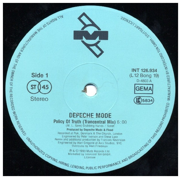 DEPECHE MODE - POLICY OF TRUTH | 12" MAXI SINGLE VINILO USADO