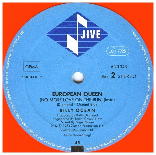 BILLY OCEAN - EUROPEAN QUEEN (GREEN VINYL) | 12" MAXI SINGLE USADO