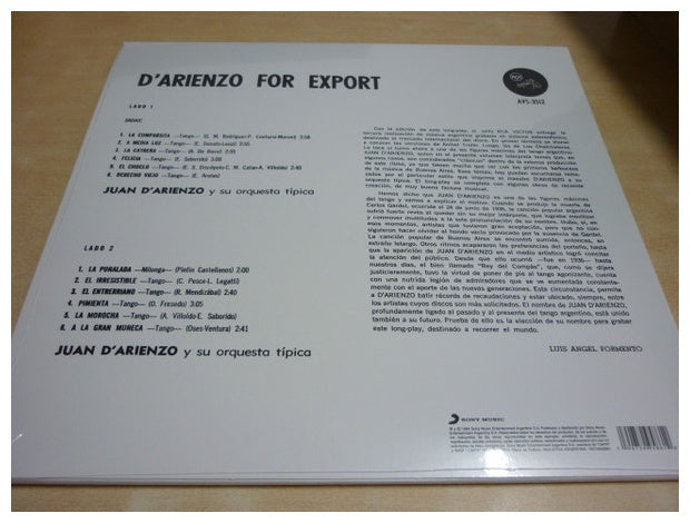 JUAN D ARIENZO - FOR EXPORT | VINILO