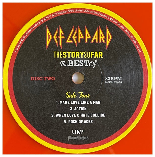 DEF LEPPARD - THE STORY SO FAR: THE BEST OF (2LP) (TRANSLUCENT ORANGE/YELLOW VINYL) | VINILO