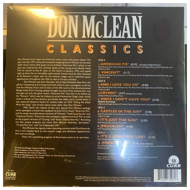 DON McLEAN - CLASSICS (2LP) (COPPER COLOR VINYL) | VINILO