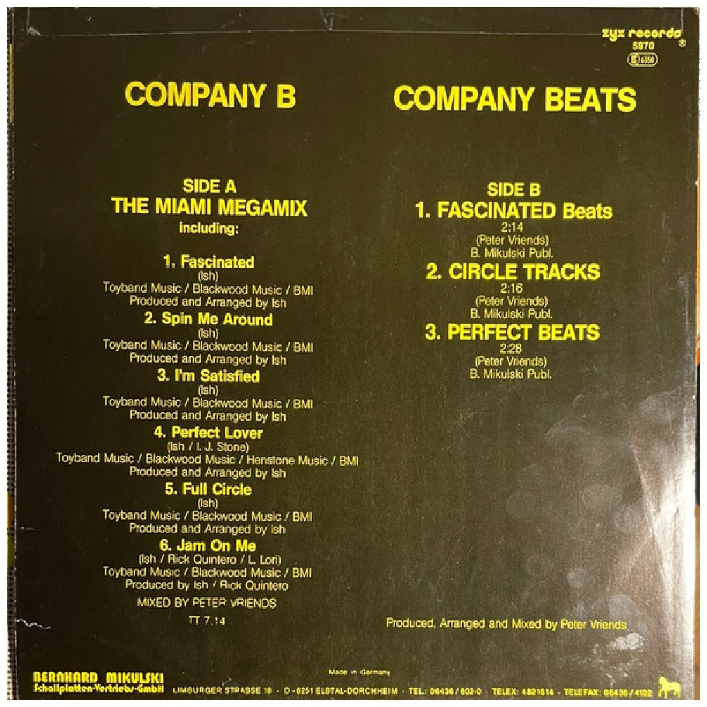 COMPANY B - THE MIAMI MEGAMIX | 12" MAXI SINGLE VINILO USADO