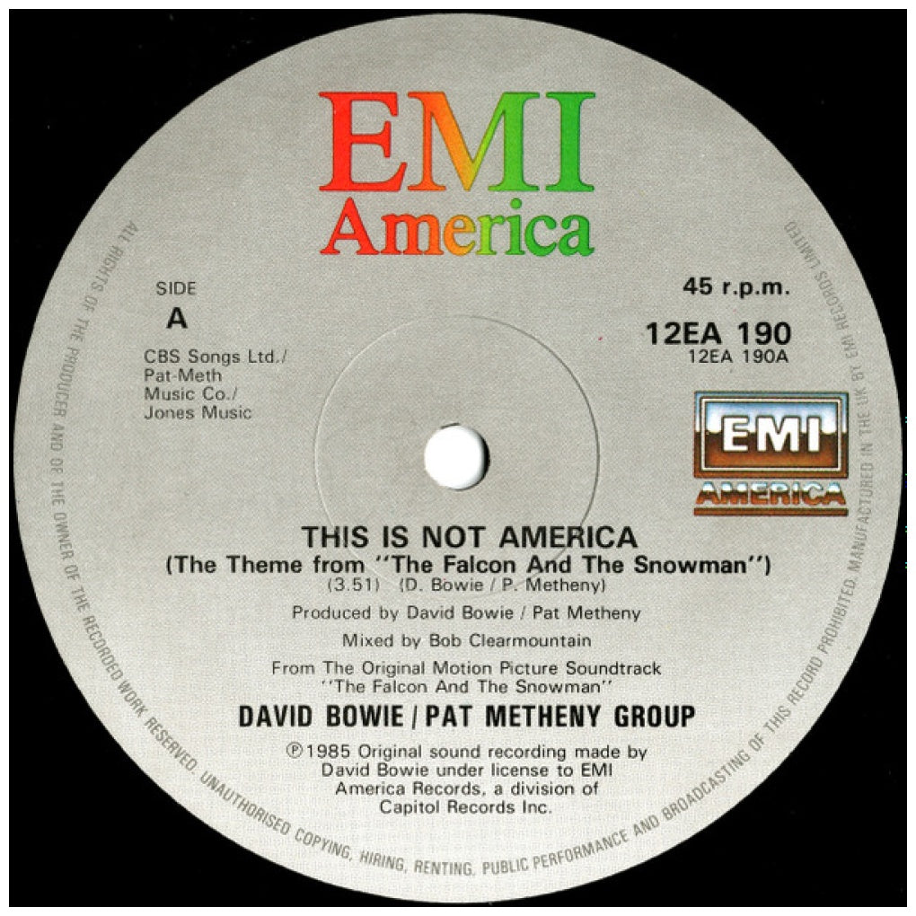 DAVID BOWIE/PAT METHENY GROUP - THIS IS NOT AMERICA | 12" MAXI SINGLE VINILO USADO