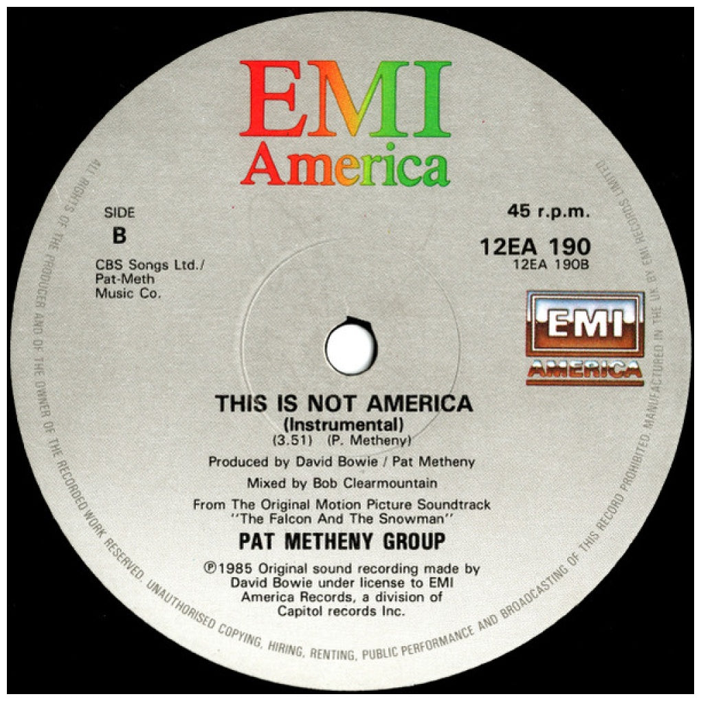 DAVID BOWIE/PAT METHENY GROUP - THIS IS NOT AMERICA | 12" MAXI SINGLE VINILO USADO
