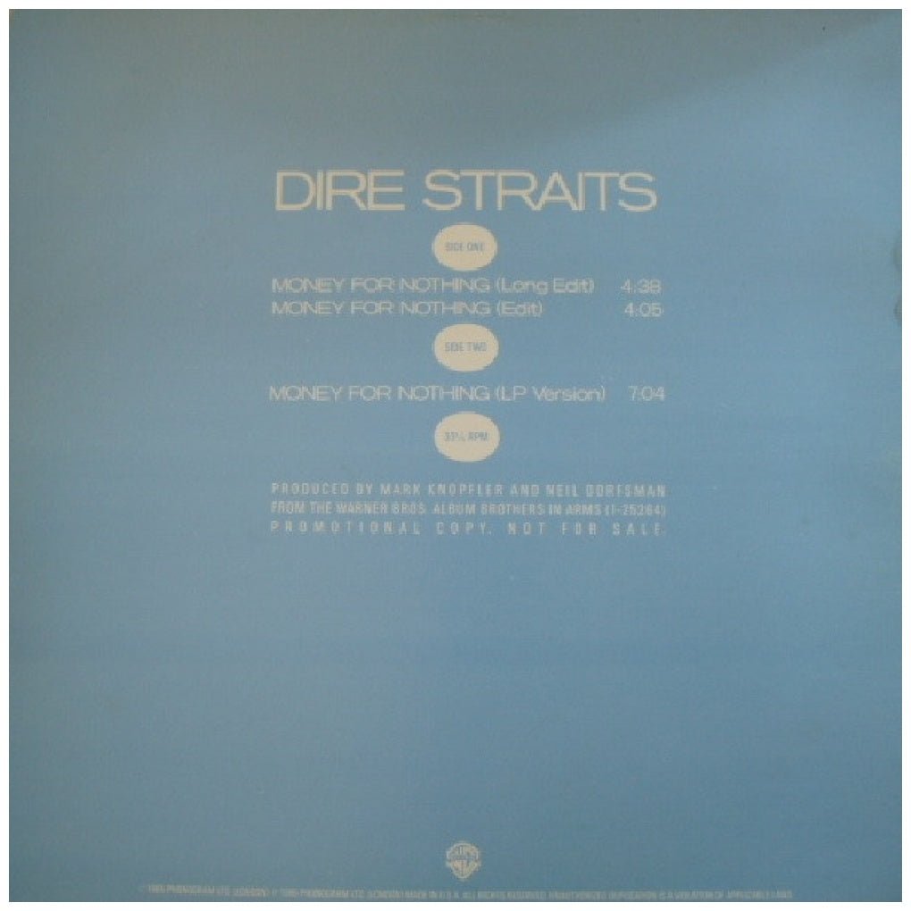 DIRE STRAITS - MONEY FOR NOTHING (PROMO COPY) | 12" MAXI SINGLE VINILO USADO