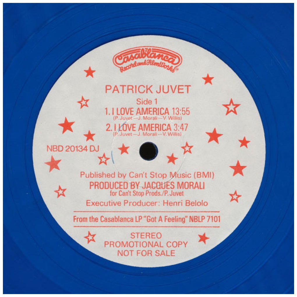 PATRICK JUVET - I LOVE AMERICA (BLUE VINYL) (PROMO COPY) | 12" MAXI SINGLE VINILO USADO