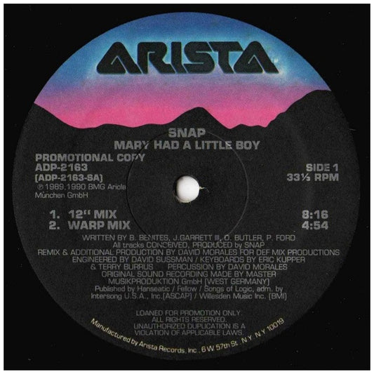 SNAP - MARY HAD A LITTLE BOY | 12" MAXI SINGLE VINILO USADO