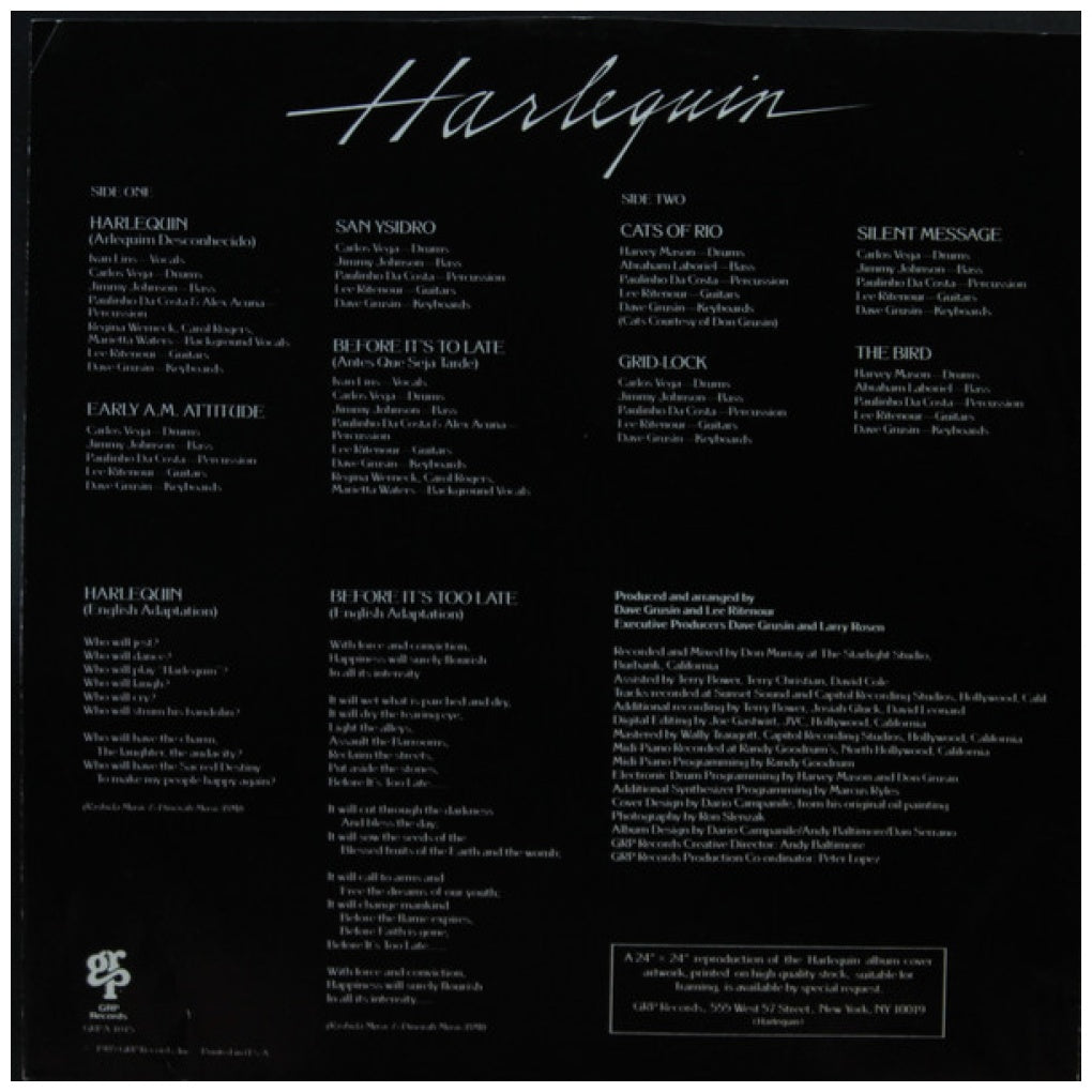 DAVE GRUSIN & LEE RITENOUR - HARLEQUIN (VDE-NUEVO/SELLADO) | VINILO