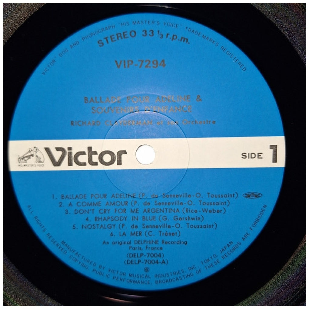 RICHARD CLAYDERMAN - BALLADE POUR ADELINE & SOUVENIRS D'ENFANCE (MADE IN JAPAN) | VINILO USADO