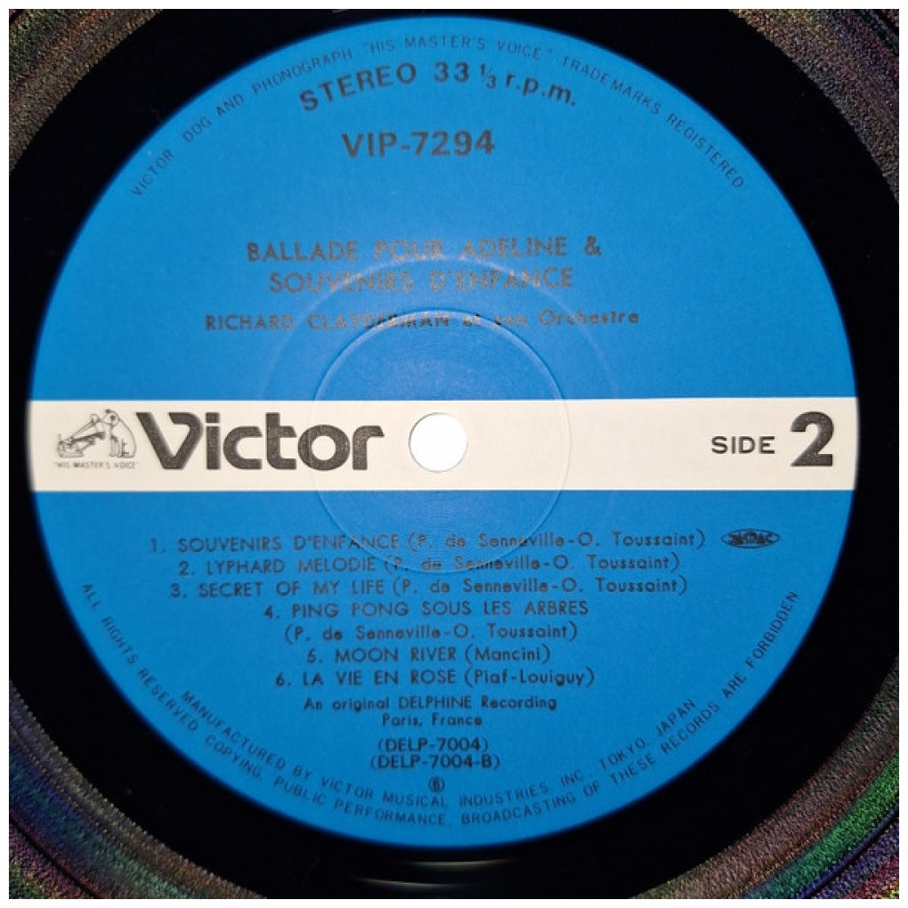 RICHARD CLAYDERMAN - BALLADE POUR ADELINE & SOUVENIRS D'ENFANCE (MADE IN JAPAN) | VINILO USADO