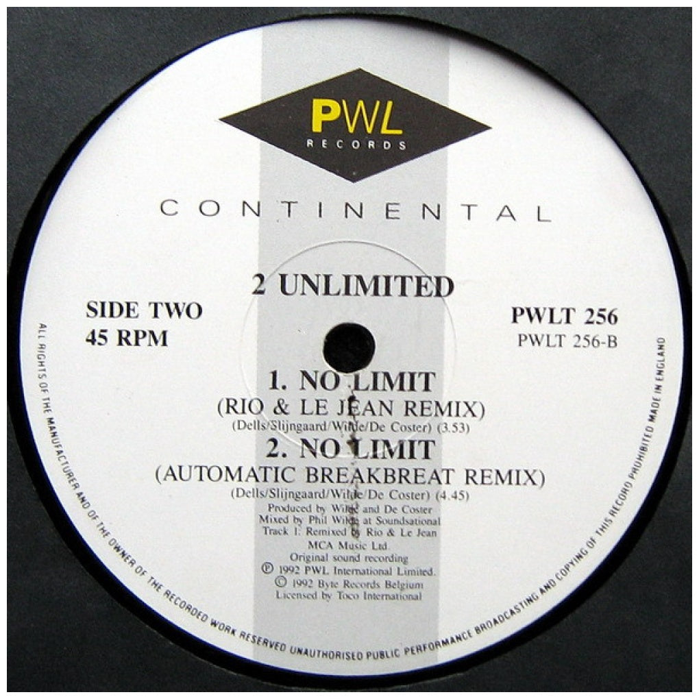2 UNLIMITED - NO LIMIT | 12" MAXI SINGLE VINILO USADO