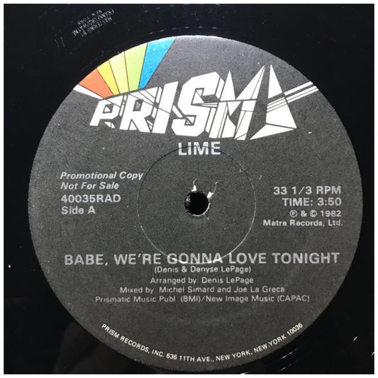 LIME - BABE, WE'RE GONNA LOVE TONIGHT | 12" MAXI SINGLE VINILO USADO