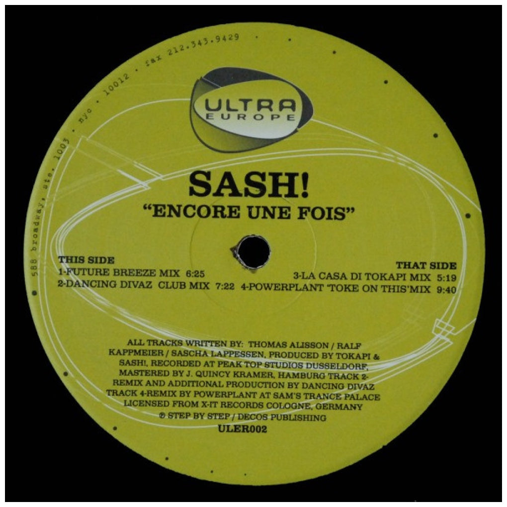 SASH - ENCORE UNE FOIS | 12" MAXI SINGLE VINILO USADO