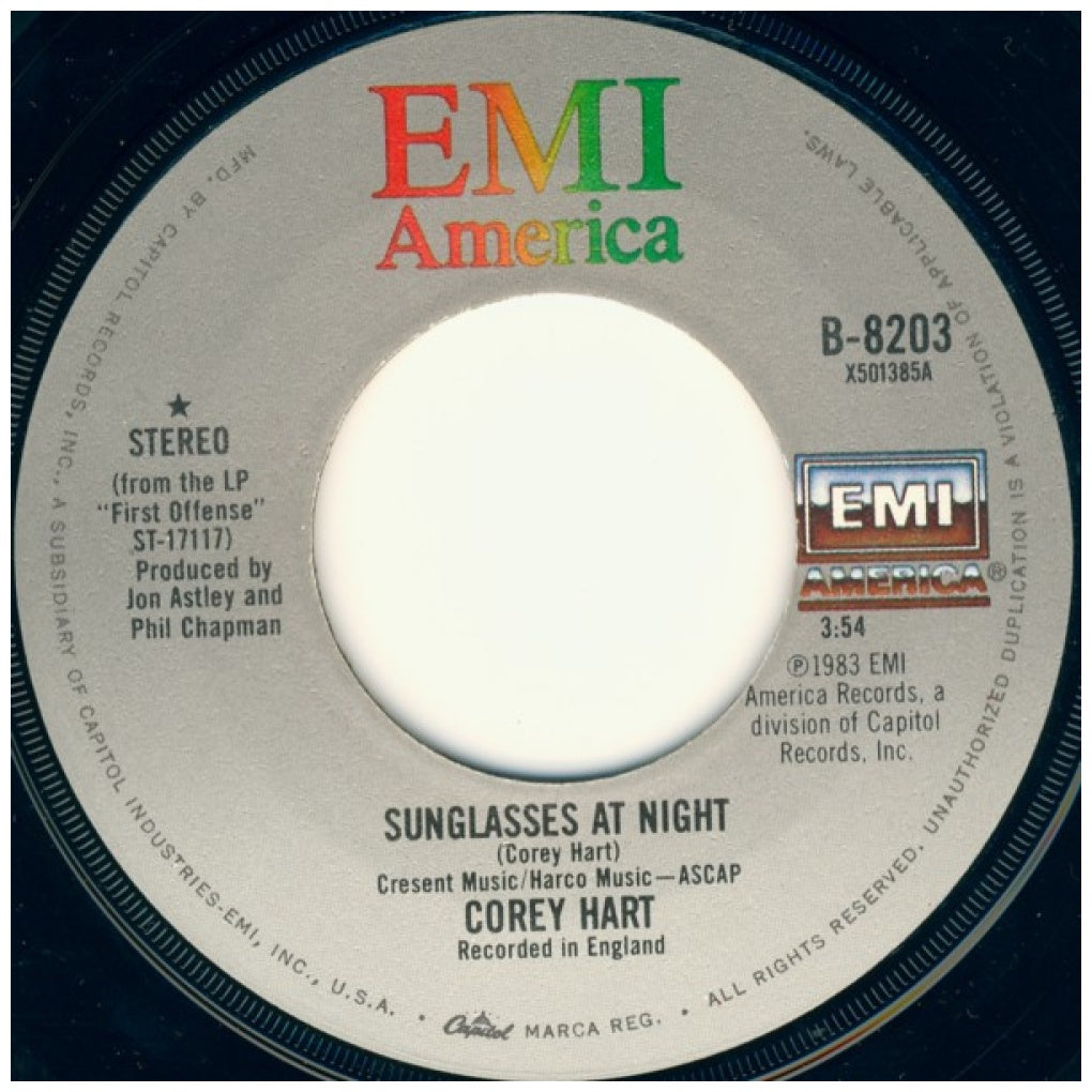 COREY HART - SUNGLASSES AT NIGHT | 7" SINGLE USADO