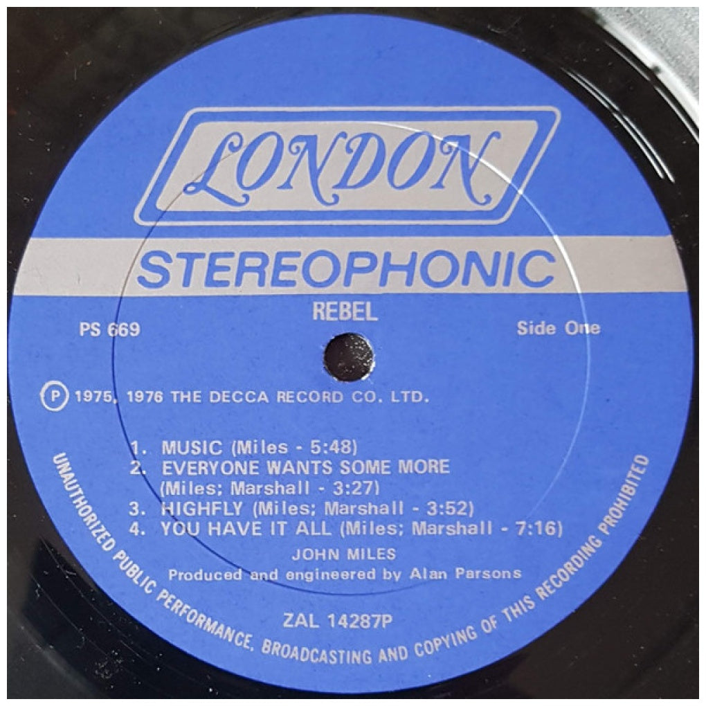 JOHN MILES - REBEL | VINILO USADO