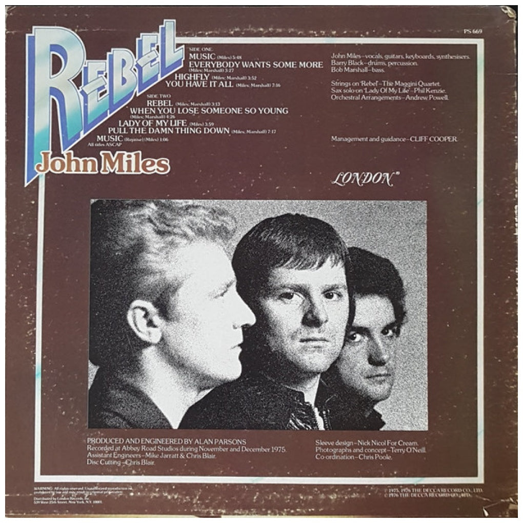 JOHN MILES - REBEL | VINILO USADO